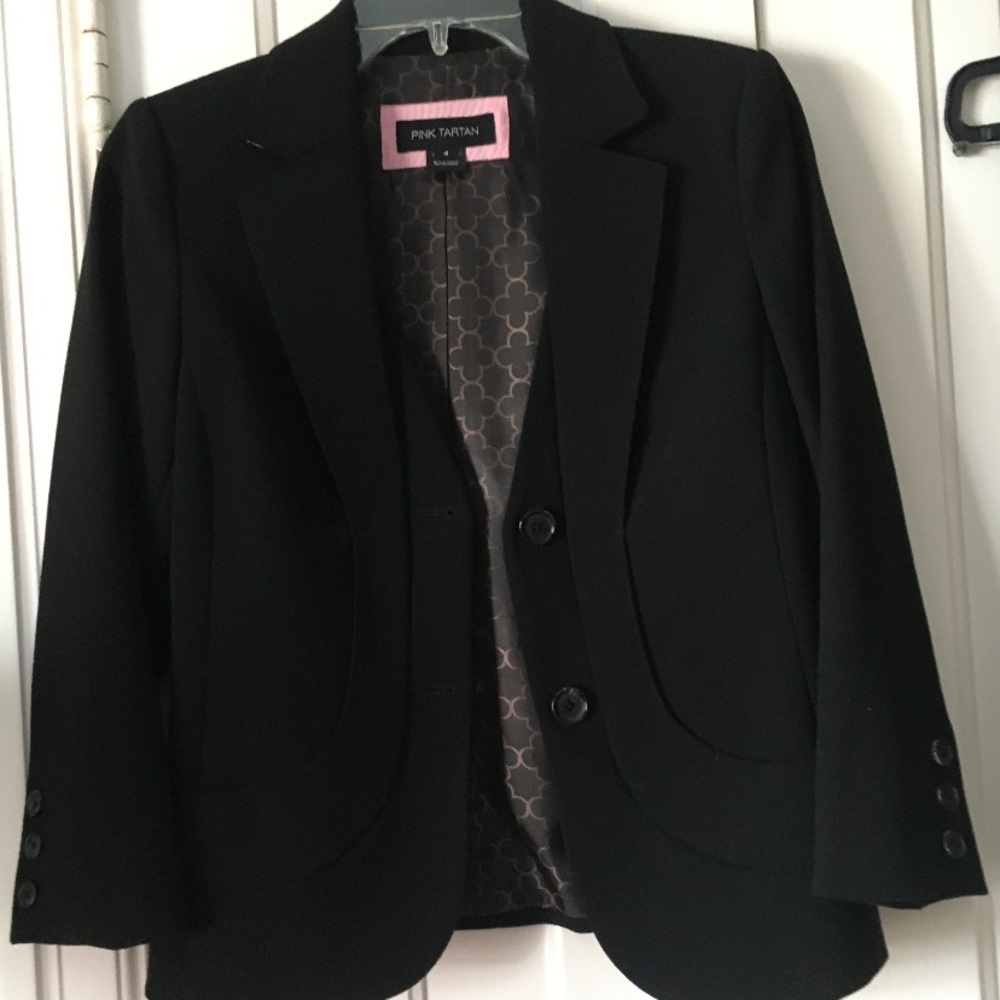 Pink Tartan black cocktail suit